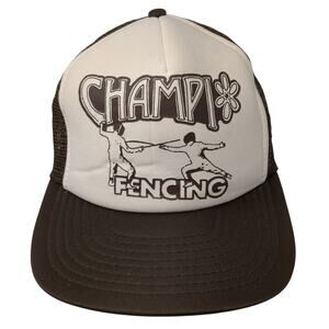 Champi Fencing Snapback Trucker Hat Brown One Size Adjustable Mesh Back Sportcap